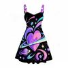 Women Plus Size Spaghetti Strap Off Shoulder Dress Elegant Wine Glass Golden Marble Leaf Art Print Swing Dress