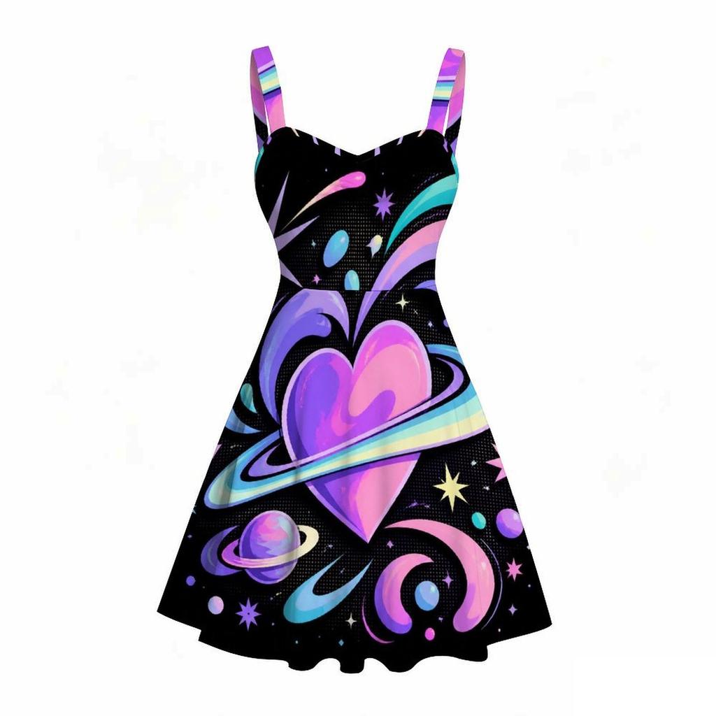 Women Plus Size Spaghetti Strap Off Shoulder Dress Elegant Wine Glass Golden Marble Leaf Art Print Swing Dress