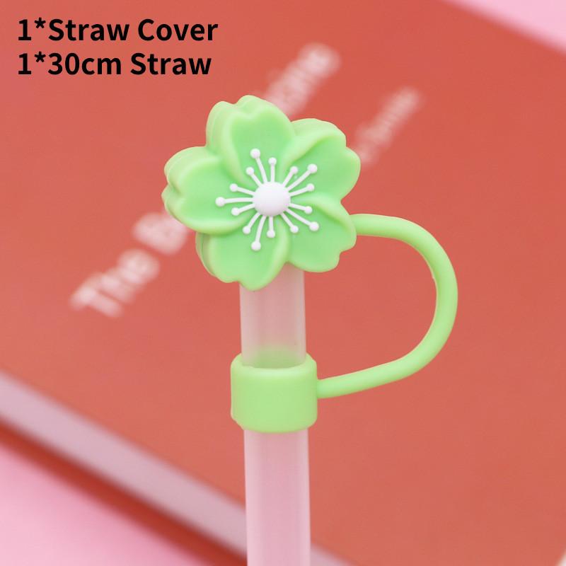 Straw Flower Silicone Cover Straw Cap Dustproof Reusable Stoppers Color Solid