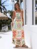 2025 Casual Holiday Linen Print Spaghetti Strap Dress
