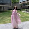 Summer Beautiful and Good-looking Pink Beach Dress Women's Seaside Vacation Backless Neck Suspender Dress