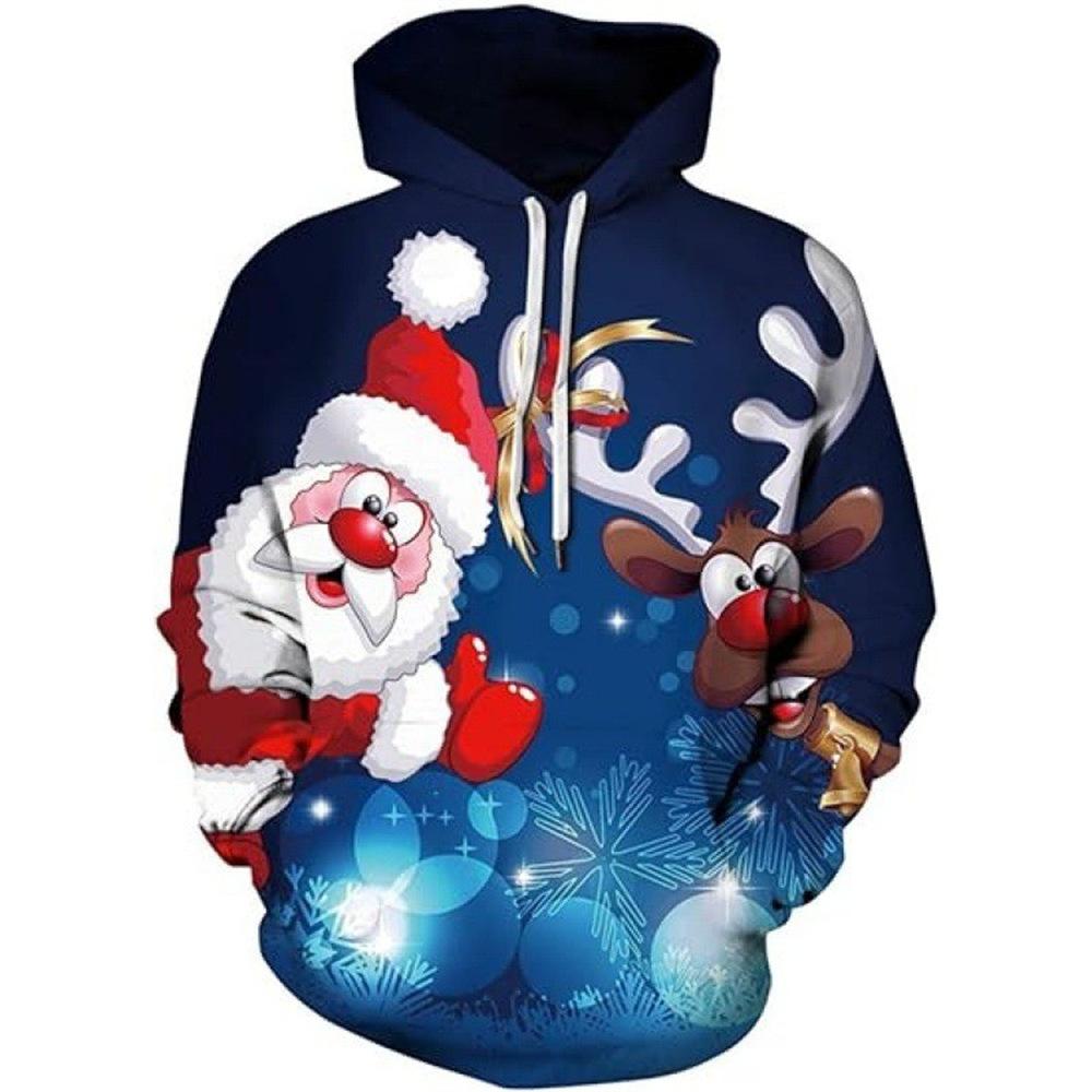 Men's and Women's Sweatshirts Autumn and Winter Christmas 3D Printing Models Long-sleeved Medium-length Hoodie Loose Sweater