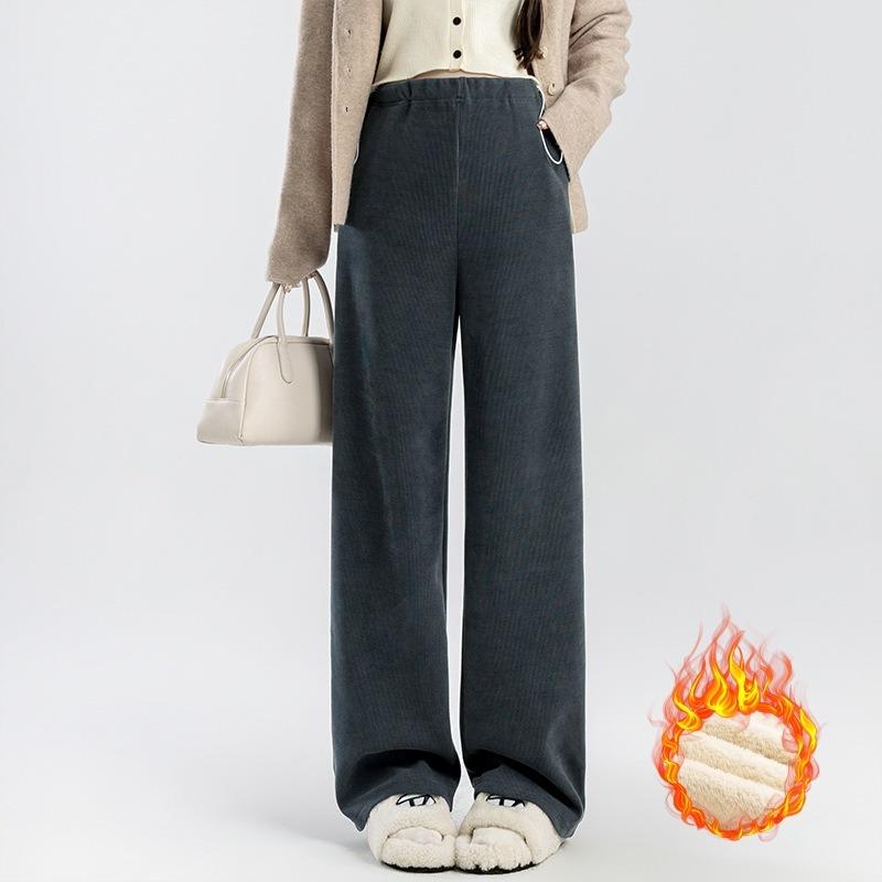 #-3 New maternity wide-leg pants drawstring arctic velvet straight-leg pants loose casual trousers for outer wear