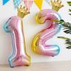 32 Inch Gradual Change Digital Rainbow Crown Aluminum Film Balloon, Children Boys And Girls Baby Birthday Party Background