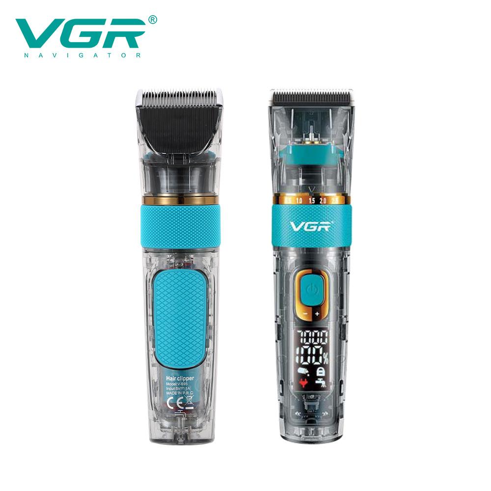 VGR 695 New Transparent Body Hair Clipper Deep Cleaning Beard Hair Trimmer Home Carving Pusher Hairstylist Professional with LED Digital Display