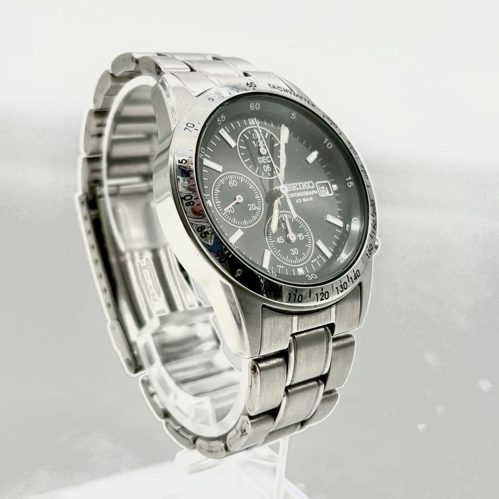 [USED] Working Seiko Diver Chronograph Watch with Battery and Genuine Black Strap