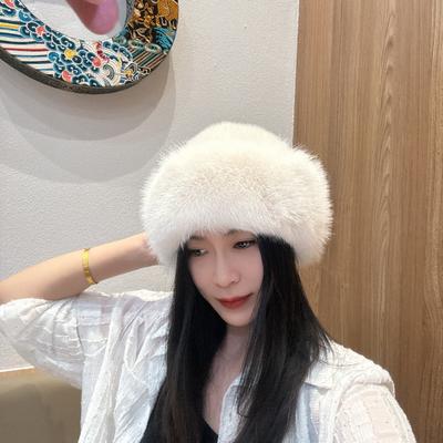 New Mongolian Hat Plush Hat Women's Thickened Warm Fashionable Bucket Hat Windproof and Cold Hat Goods