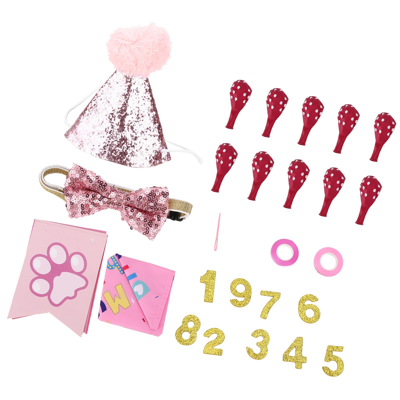 

Dog Birthday Party Decoration Set Dog Outfits with Scarf Flags Collar and Hat for Pet Birthday Celebrations