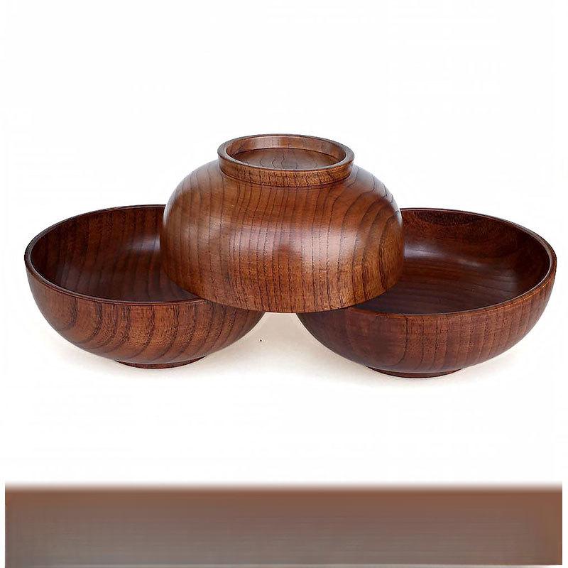 Large wooden bowl for insulation, top grade anti-scalding wooden bowl, wooden salad bowl