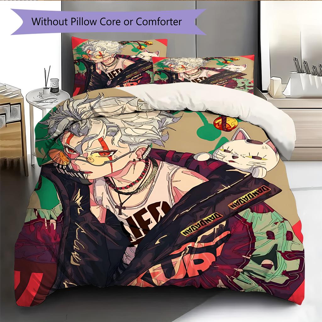 Set Copripiumino Trapuntato con Motivo Anime Federe Decorazione Casa Regalo di Compleanno (1 * copripiumino + 2 * federa, senza nucleo)