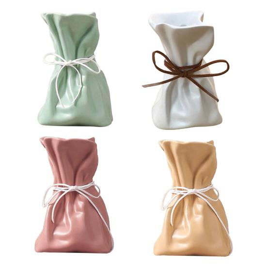 Money Bag Shape Vase for Flower Arrangement Small Resin Decorative Flower Vase for Wedding Dinning Bookshelf Home Office Decor