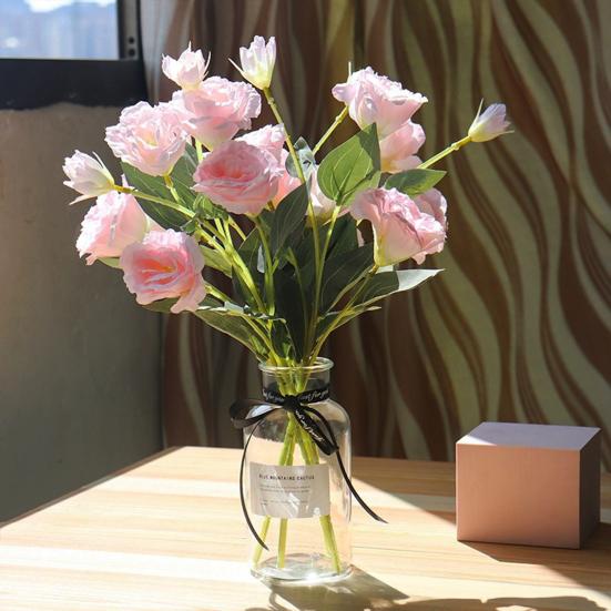 27,5" Sztuczny Kwiat Lisianthus Sztuczna Jedwabna Gałązka Kwiatowa z Długą Łodygą Sztuczny Układ Kwiatowy z 3 Kwitnącymi Głowami i 1 Pąkiem do Samodzielnego Wykonania Wesela Imprezy