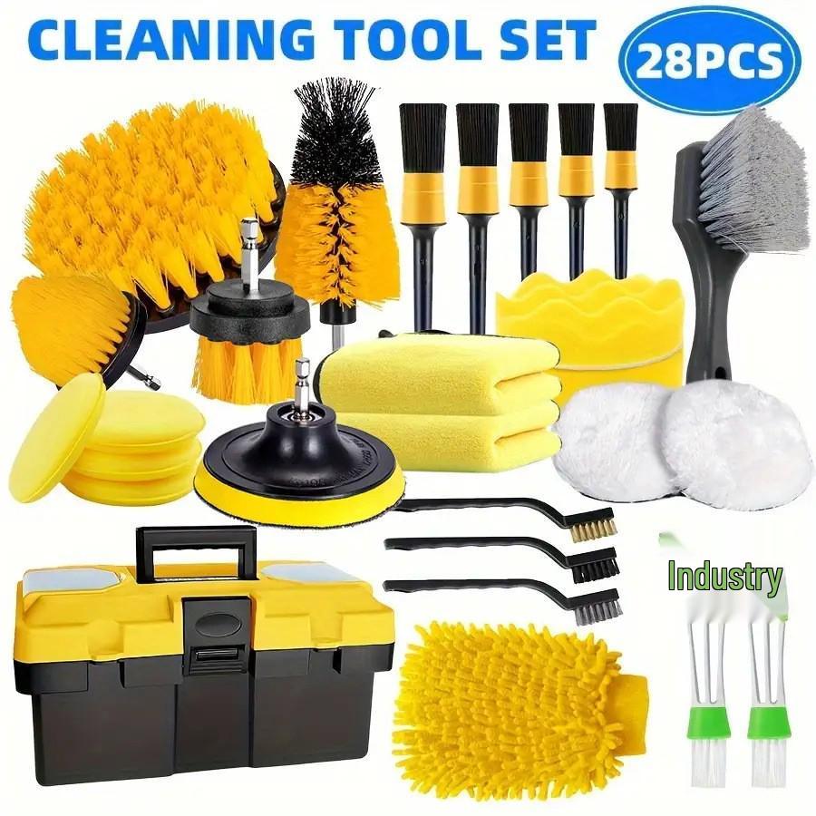 Набор щеток для чистки и полировки автомобиля из 27 предметов с насадками для электродрели As Pictured