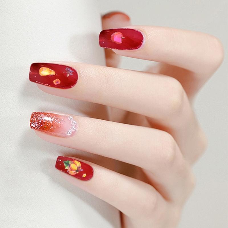 Thanksgiving Nail Decorations 6 Sheets with Maple Leaves and Pumpkins Self Adhesive Nail Art Stickers for Women