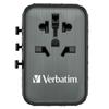 Verbatim Travel Adapter Eu/Uk/Us Gan 2Xusb-A/2Xusb-C Pd 65W Uta-05 Black/Black 32120