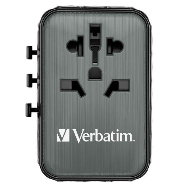 Verbatim Travel Adapter Eu/Uk/Us Gan 2Xusb-A/2Xusb-C Pd 65W Uta-05 Black/Black 32120