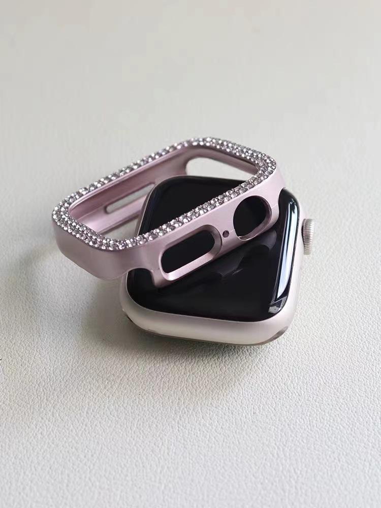 Custodia Mezza Rigida con Doppia Fila di Diamanti Vuota per Apple Watch SE/9/10, iWatch 7658