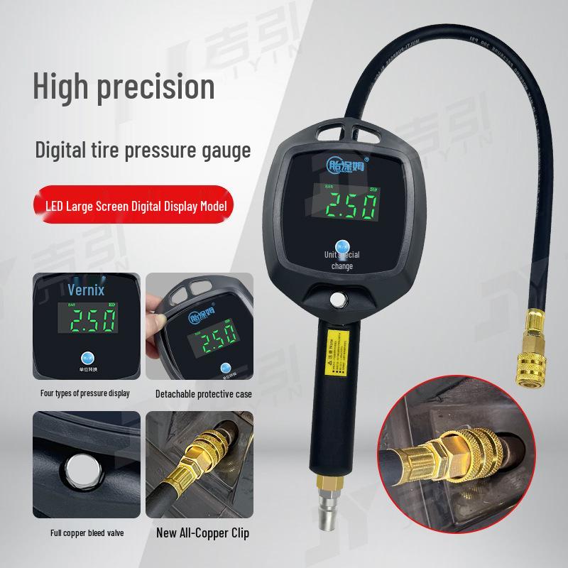 Digital Tire Pressure Gauge with Large Display and Inflator