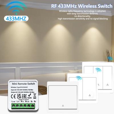 433MHz Drahtloser Smart Wandschalter 1/2/3fach Fernbedienfeld AC100–240V Aufkleberdesign für LED-Lampen Hausautomation