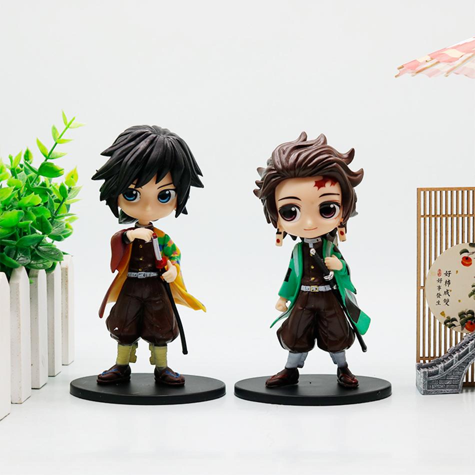 8Pcs Anime Demon Slayer Figure Doll Toy Nezuko Tanjirou Zenitsu Inosuke Kyoujurou Shinobu Giyuu Q Version Model Toy Kids Gifts