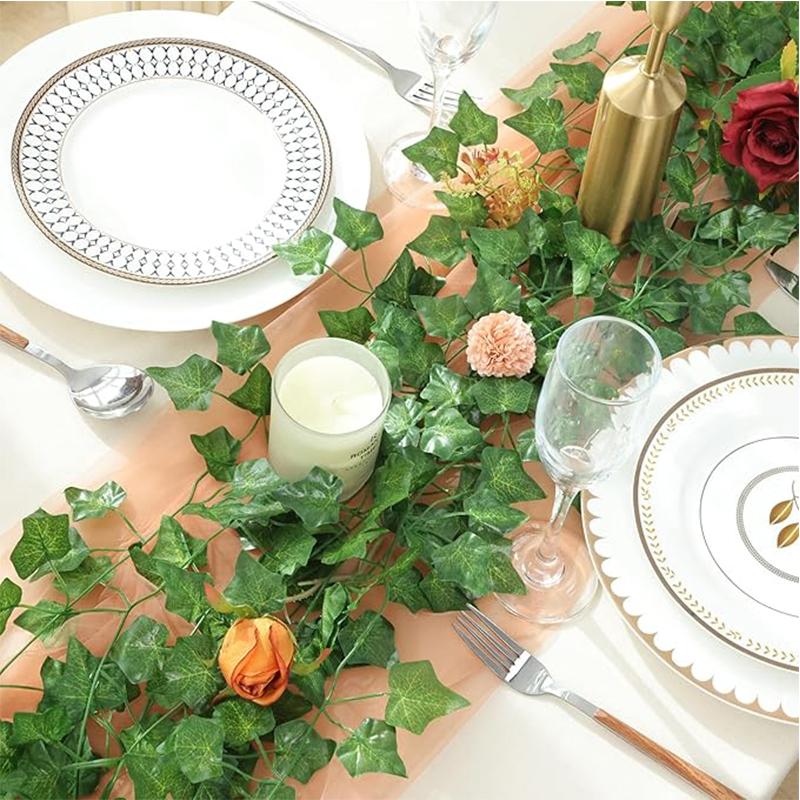 6/12Pcs 2.4M Artificial Plants Vine Fake Leaf Garland Hanging Wall Ornament Leaves Vine for Home Decor Garden Wedding Decoration