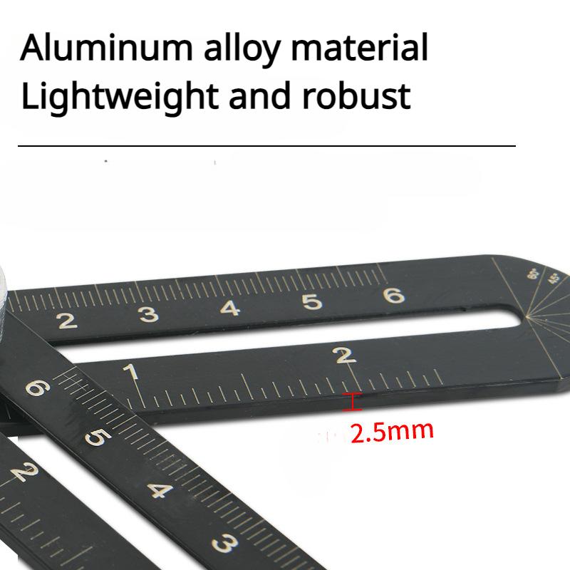 Allsome Multi Angle Measuring Ruler Aluminum Alloy Six Folding Ruler Hole Locator Adjustable Floor Tile Glass Woodworking Puncher Ruler