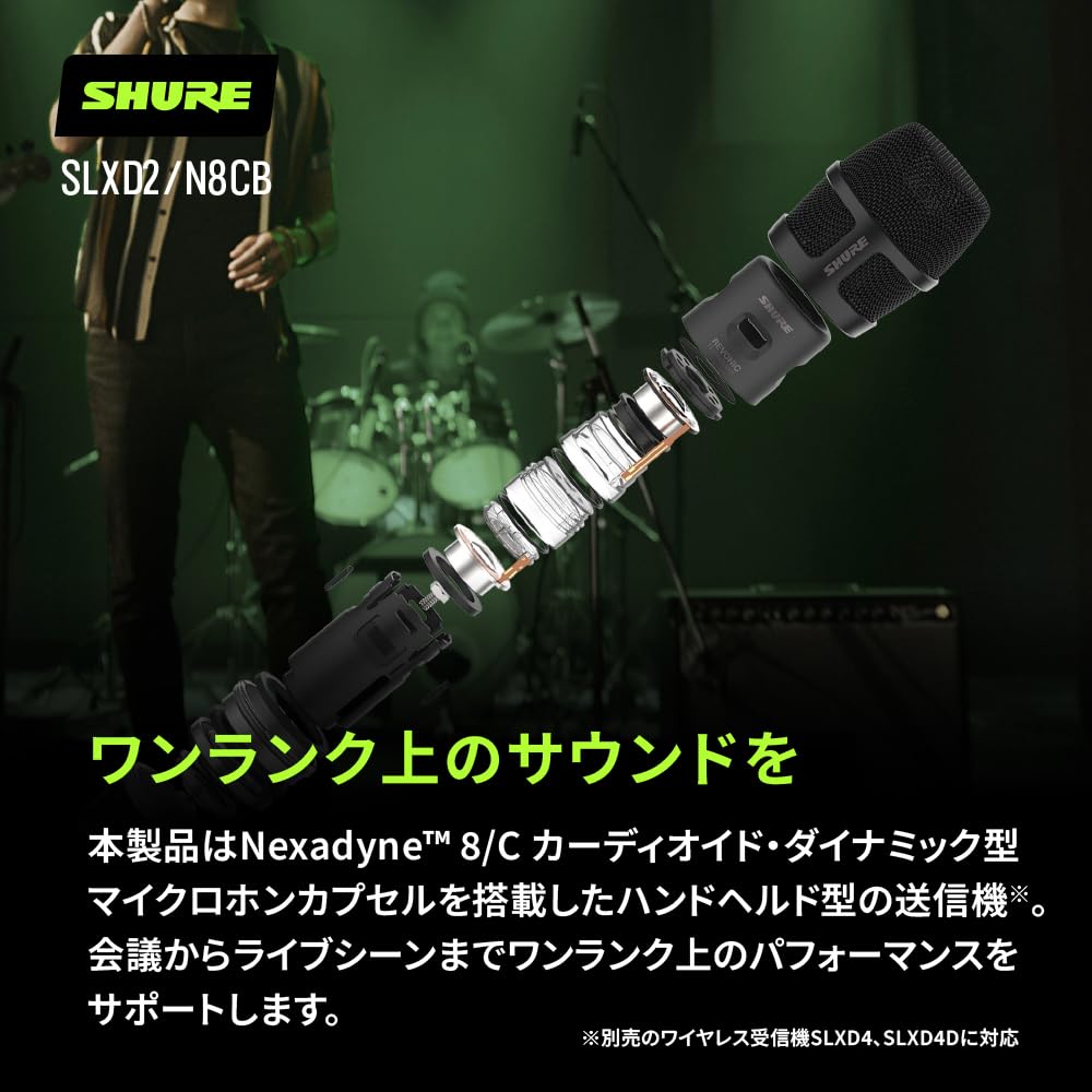 Shure Nexadyne Wireless Handheld Dynamic Microphone with Microphone Capsule B Maximum 10 Channels Simultaneous Noise High Easy Live Content 2 Alkaline