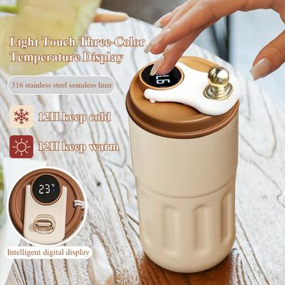 420ml Sıcaklık Göstergeli Kahve Fincanı Akıllı Termos Seyahat Kahve Kupası 316 Paslanmaz Çelik Termal Kupa Sızdırmaz Tumbler Hediye