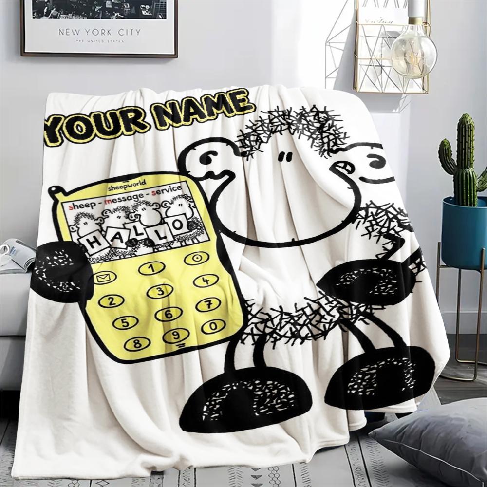 1PC Custom Name sheepworld Patterned Flannel Blanket Suitable For All Seasons for Home Decor Warmth and Comfort Gifts Holiday Present