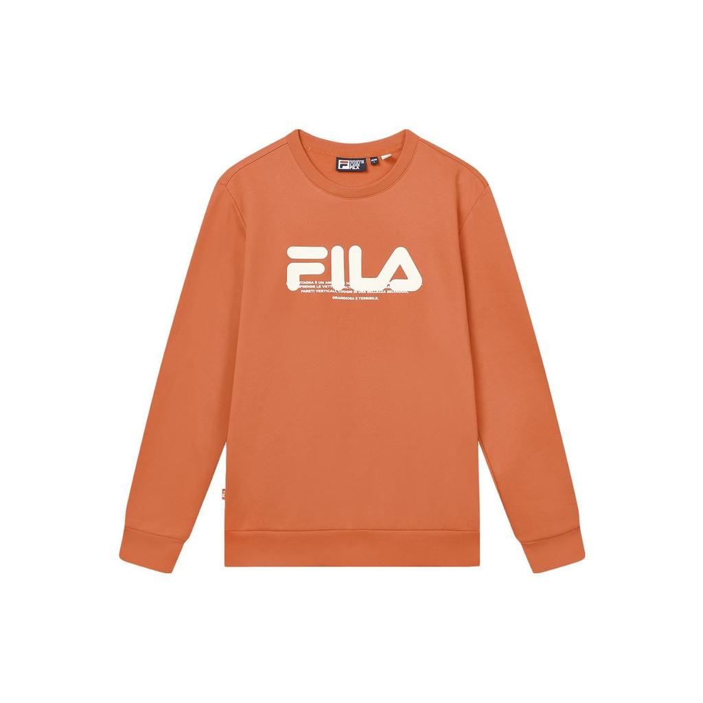 FILA Letter Logo Printed Round Neck American Style Sweatshirt Men Sweatshirt Autumn-Orange F11M349213F-OR