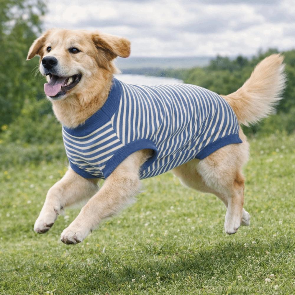 Striped Dog Recovery Clothes Washable Dog Four Legged Vest Fleece Anti-Licking Vest  Female Spay