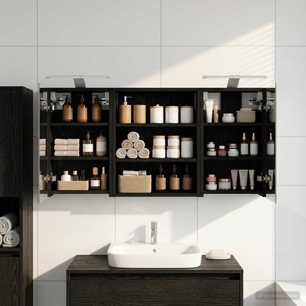 Bathroom Cabinet Set 3 Pcs 100 X 10.5 X 50 Cm Engineered Wood