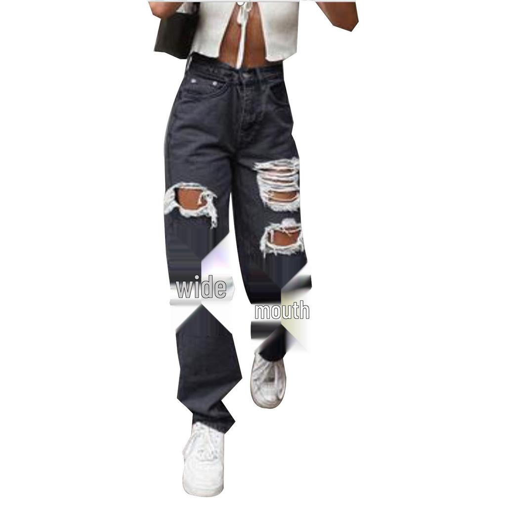 High-Quality Women's Ripped Straight Loose Jeans - European, American, Southeast Asian Styles