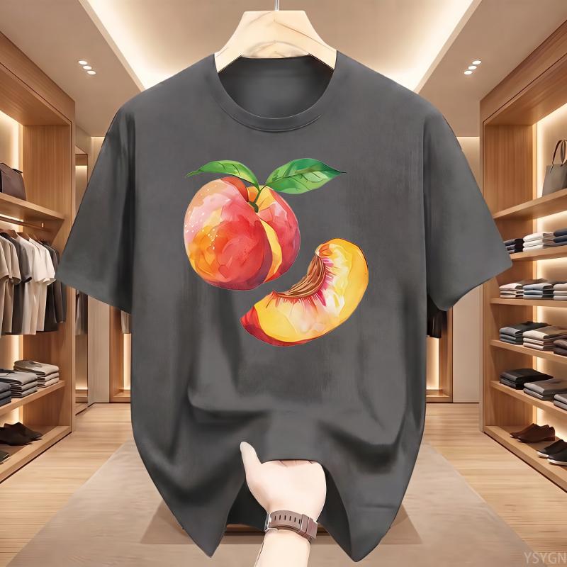 Whole Peach and Slice Man Sports Short Sleeve T-Shirt Summer Short Sleeved Harajuku Streetwear Tops Tees Aesthetic Clothes