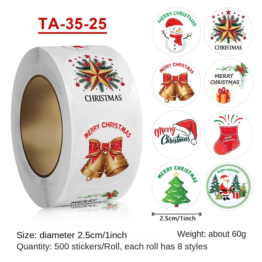 

500 листов Веселых рождественских наклеек Праздничные наклейки Для вечеринок Конверты Канцелярские товары Открытки Этикетки Подарочные печати Наклейки Украшения 2.5cm
