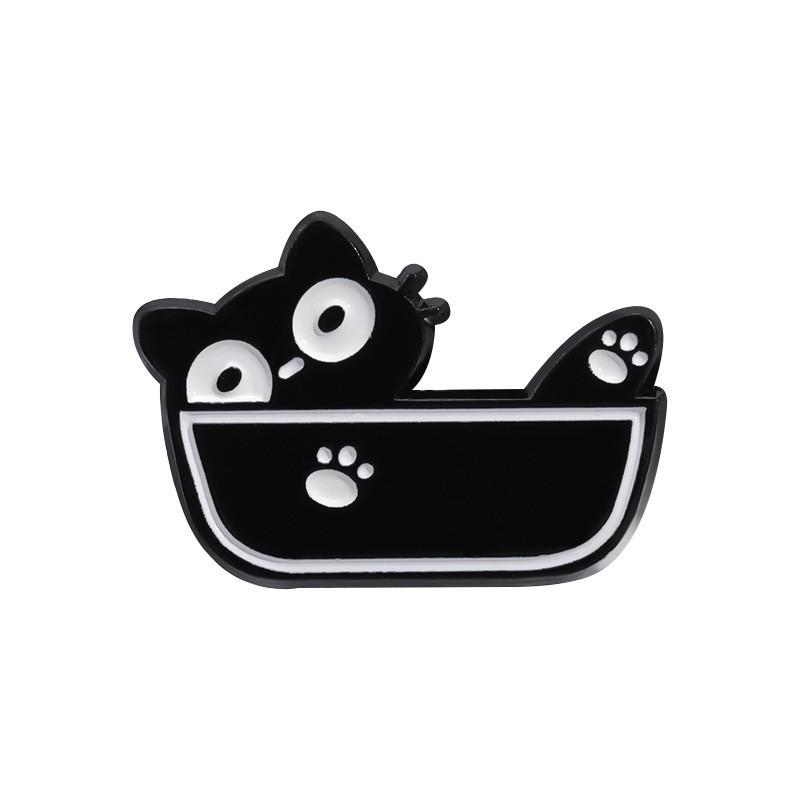 Unikalny Minimalistyczny Zestaw Broszek z Kreskówkowym Czarnym Kotem Urocze Kreatywne Akcesoria Zwierzęce