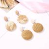 Fashion Boho Retro Button Earrings National Wind Weave Grass Paper Round Earrings Jewelry KTJ