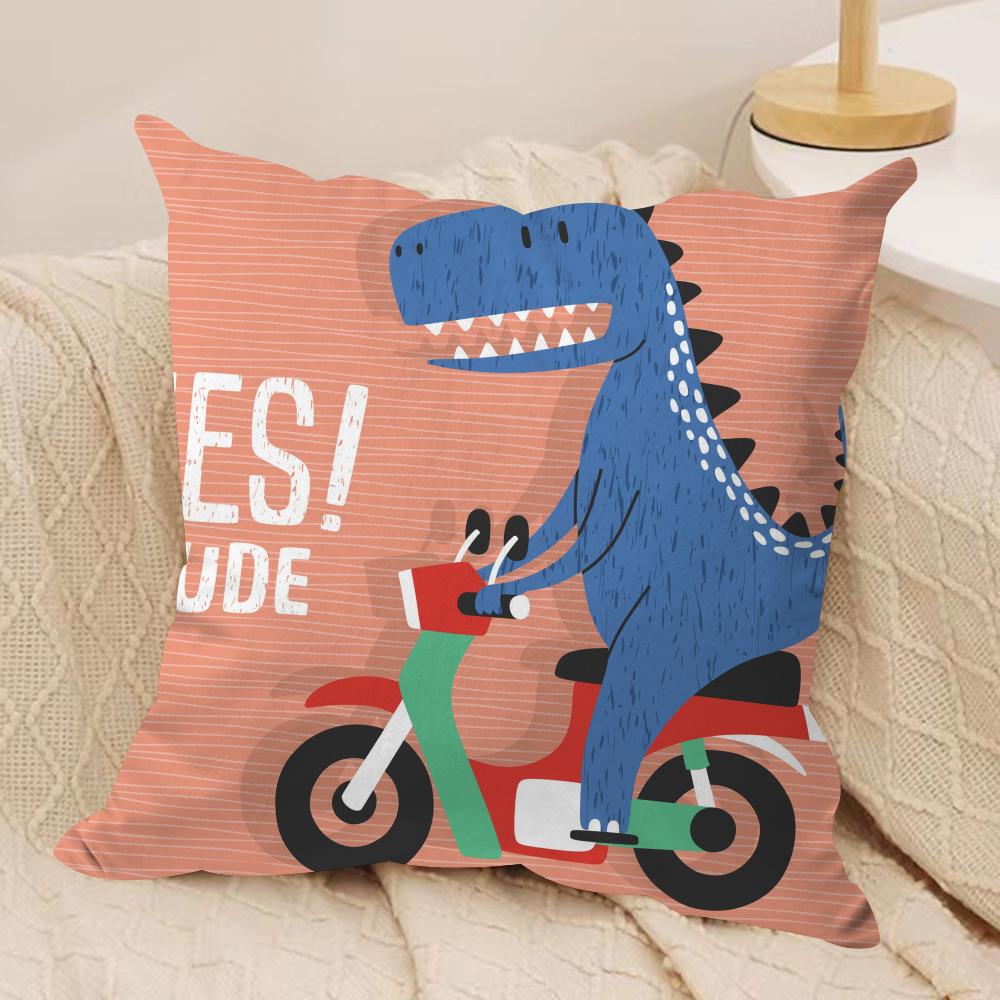 Cartoon Dinosaur Cute Cushion Cover Soft Plush DoubleSided Printed Sofa Pillow Cushion Cover  Cozy AllSeason Decor Gift
