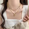 Small Fresh Natural Stone Bead Necklace New Set Jewelry Women's Stacked Clavicle Chain Trendy Accessories For Young Girls