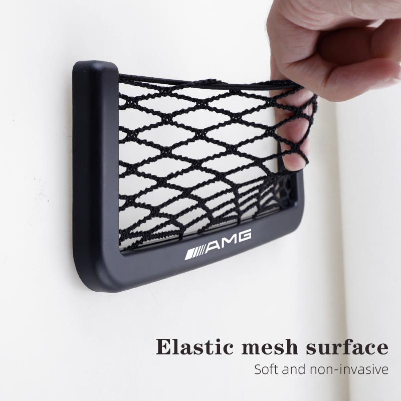 JBCR1 Car Mesh Storage Bag Magic Sticker Fixed Interior Organizer Pocket For Mercedes Benz AMG GLC W203 W206 W220 W205 W211 W212 W201