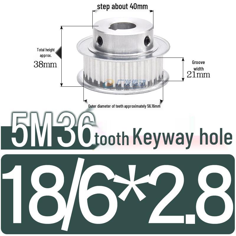 Stepped Timing Pulley 5M, 36 Teeth, T-Slot Width 16/21/27, Bore 5-25mm, BF Type.