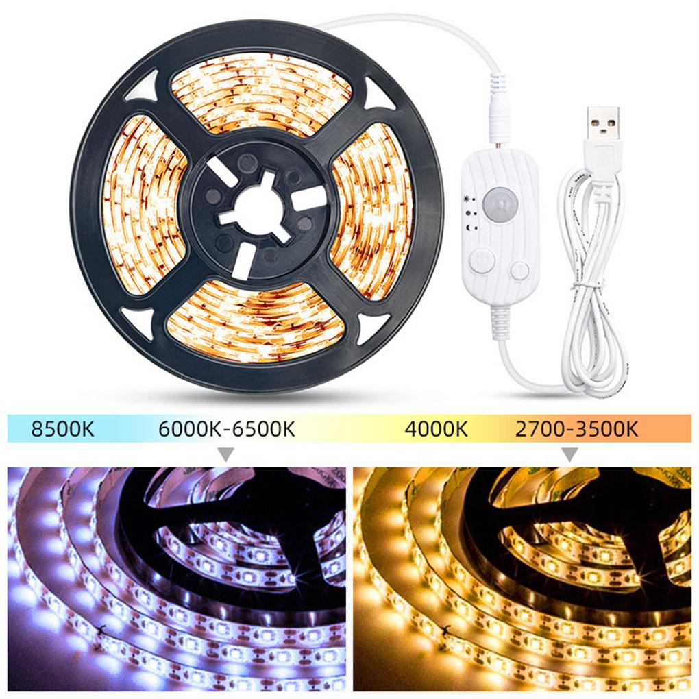 Strip Light Infrared Sensor 3500K/6500K LED Cabinet Ribbon Lamp Adhesive Decoration DIY Trimmable Wall Lighting