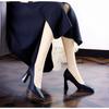 Professional OL square head black high heels spring 2025 new temperament women's medium heel work shoes thick heel single shoes
