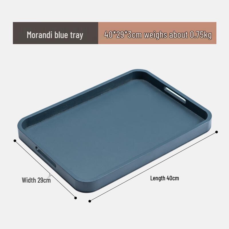 Morandi Blue Bamboo Tea Tray with Draining Rack