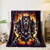 "Three-Headed Flaming Wolf Design" Print Blanket Soft and Cozy Perfect for the Living Room Bed Sofa or a Nap,gift