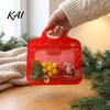 Holiday Gift Exchange Packaging Christmas Treat Bags with Handles, Self-Seal Candy Cookie for Decorative Snack Containers Party Favors, Clear