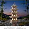 Pagoden Gartenstatue Solarbetriebene Pagodenlaterne Harz Außen Zen Japanische Gartendekoration für Balkon, Terrasse, Veranda, Hof 11,4x4,7x4,7 Zoll Khaki