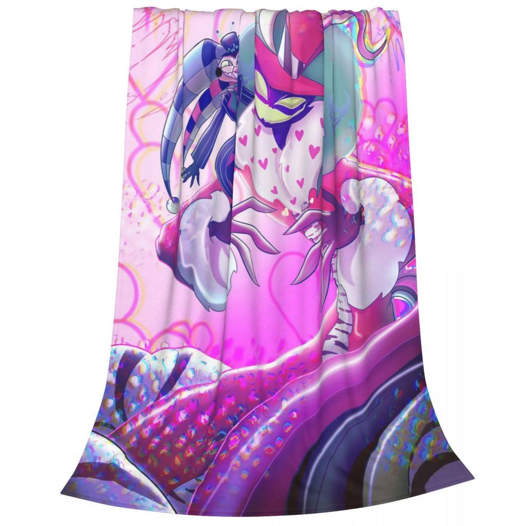 Shy Loona Flannel Throw Blankets Helluva Anime Blanket for Home Bedroom Soft Bedspread