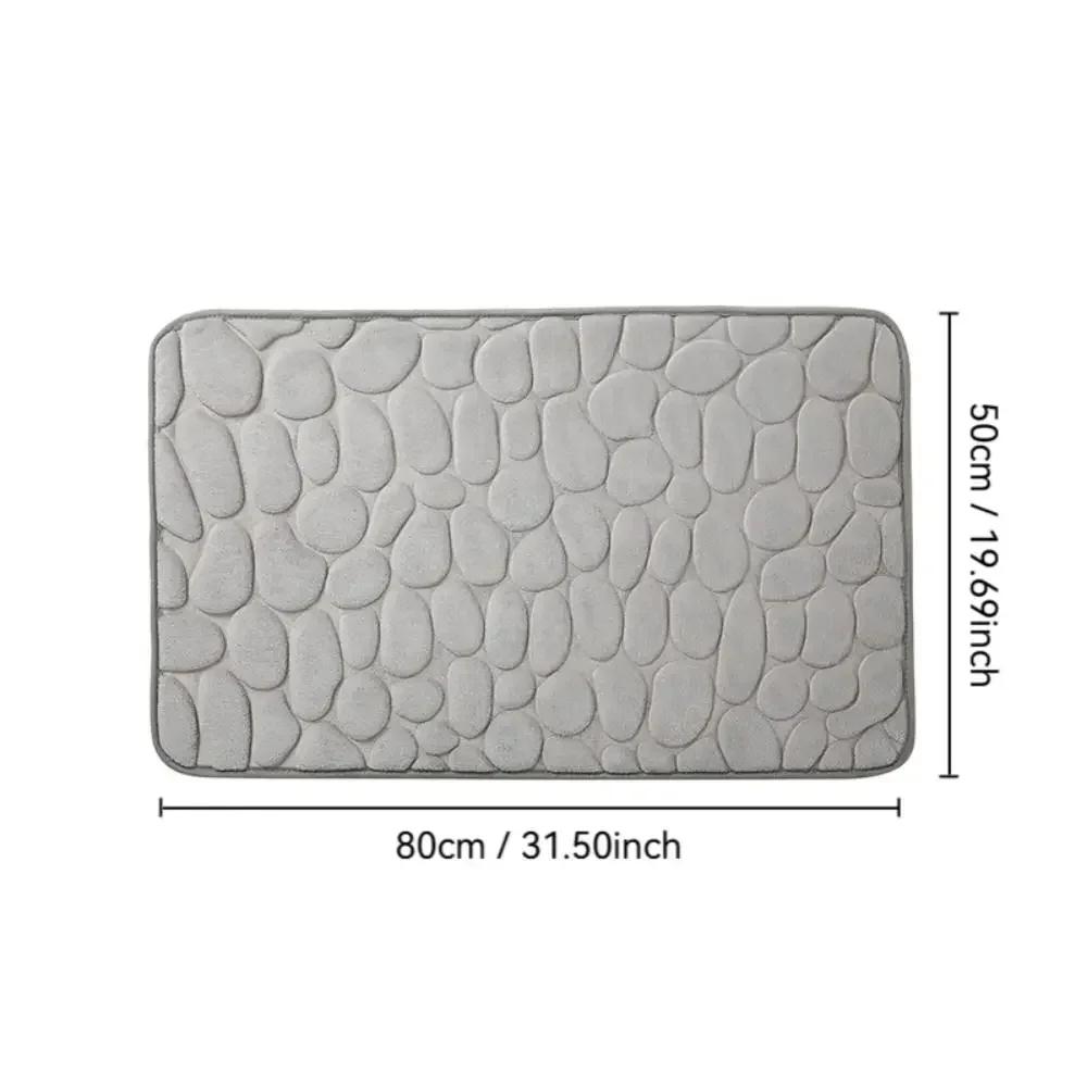 Practical Cobblestone Bath Mat Non-slip Thickened Shower Doormat Absorbent Soft Bathroom Floor Mat