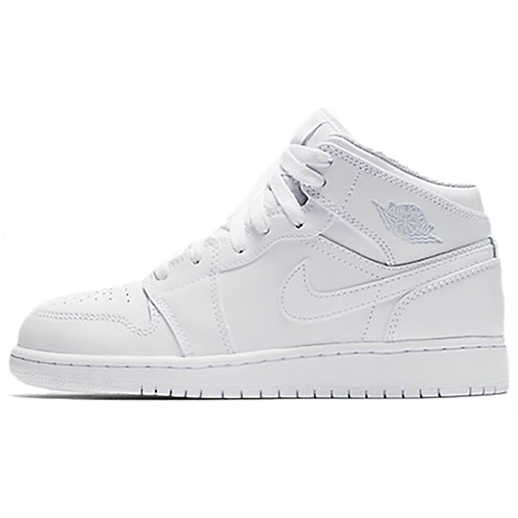 New Jordan 1 Mid White Pure Platinum 2018 GS 554725-109